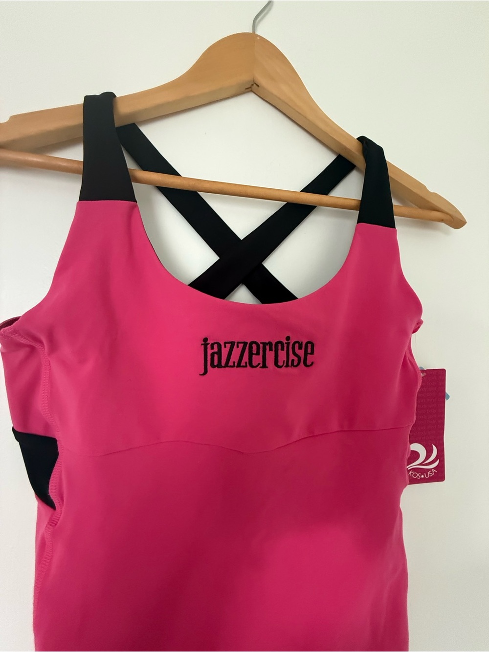Jazzercise by KOS USA Pink Built In Bra Workout Tank Top Women’s Large Made USA